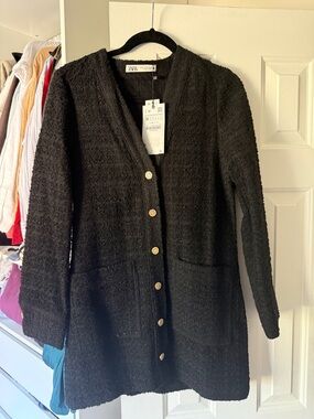 Zara Black tweed jacket shirt